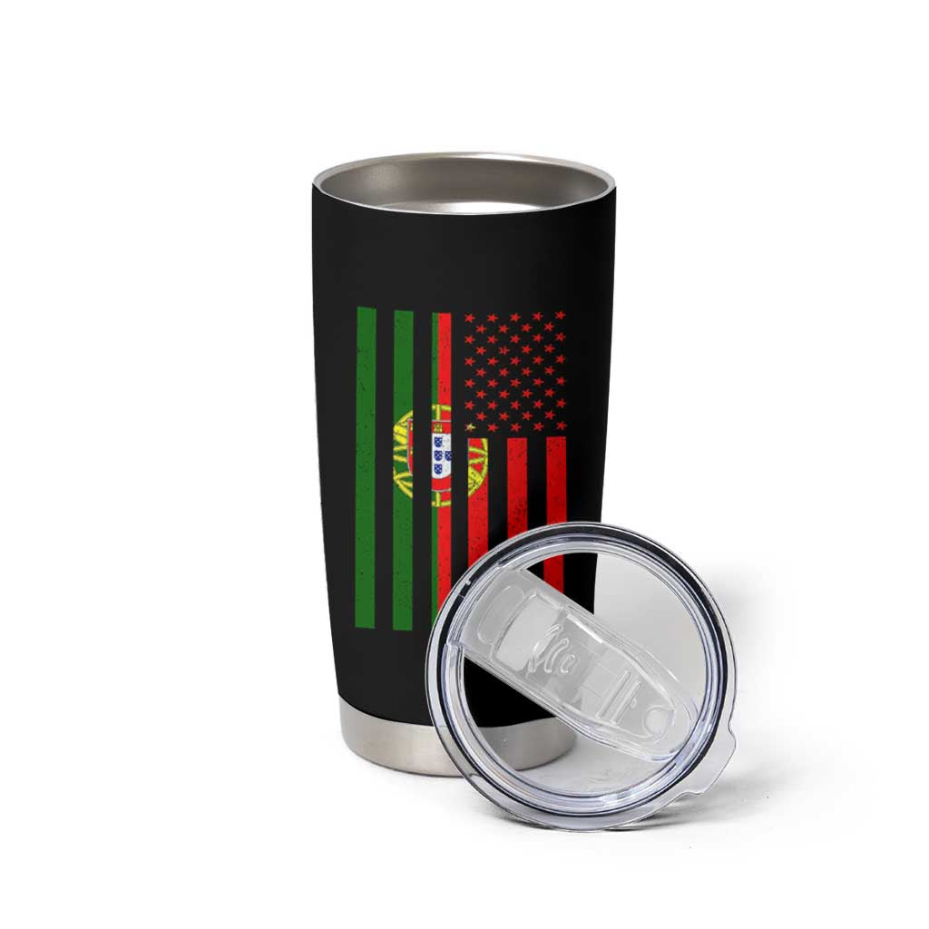 Portuguese Flag Tumbler Cup Vintage USA Flag Portugal Pride Gifts - Wonder Print Shop