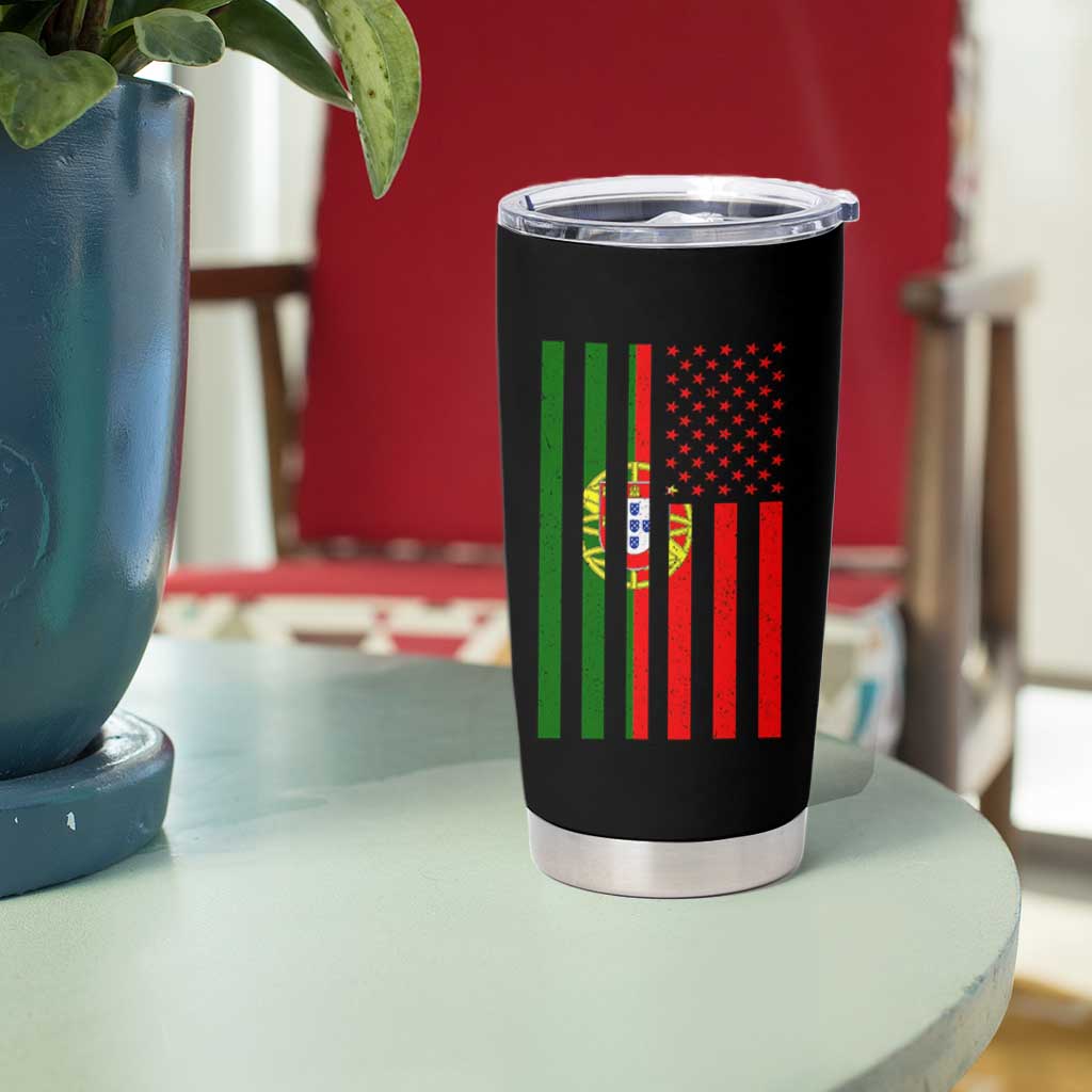Portuguese Flag Tumbler Cup Vintage USA Flag Portugal Pride Gifts - Wonder Print Shop