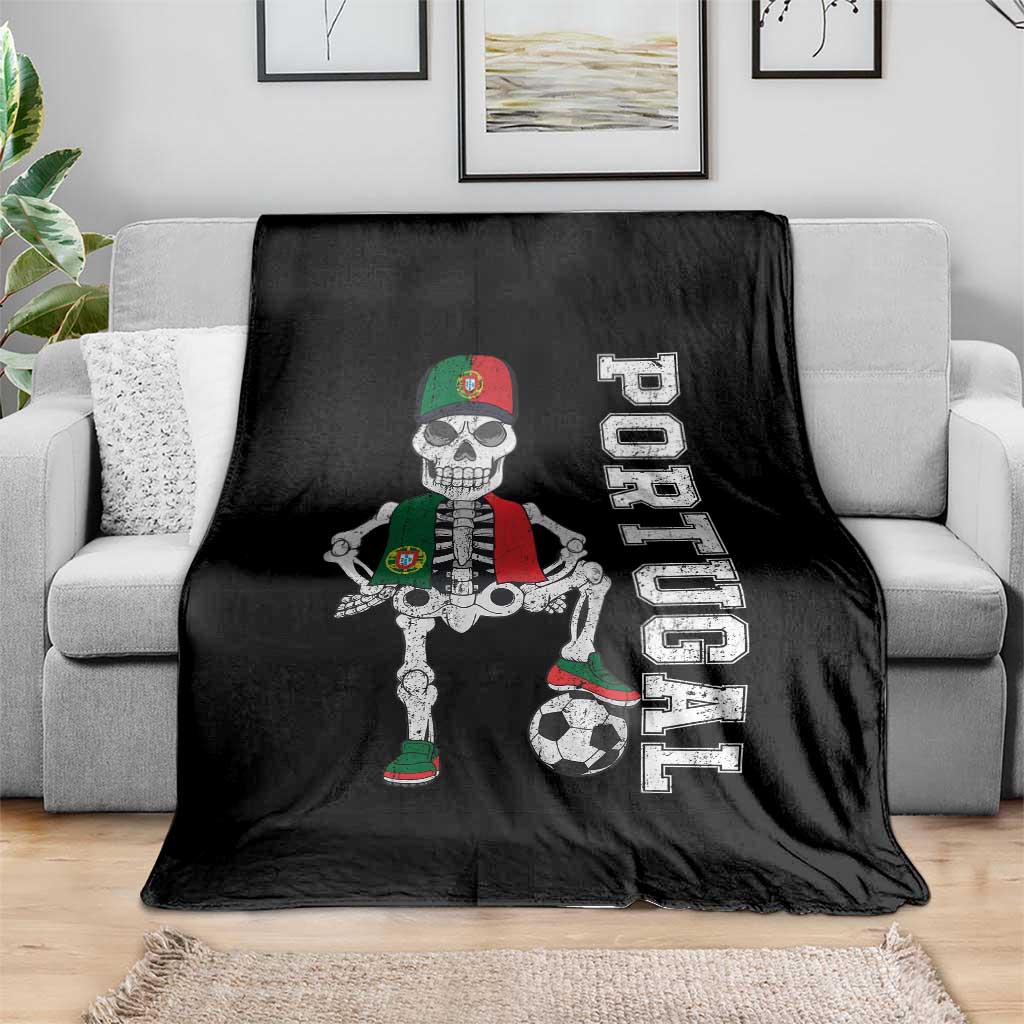 Portugal Soccer Throw Blanket Skeleton Portuguese Flag Futebol Football Player - Wonder Print Shop