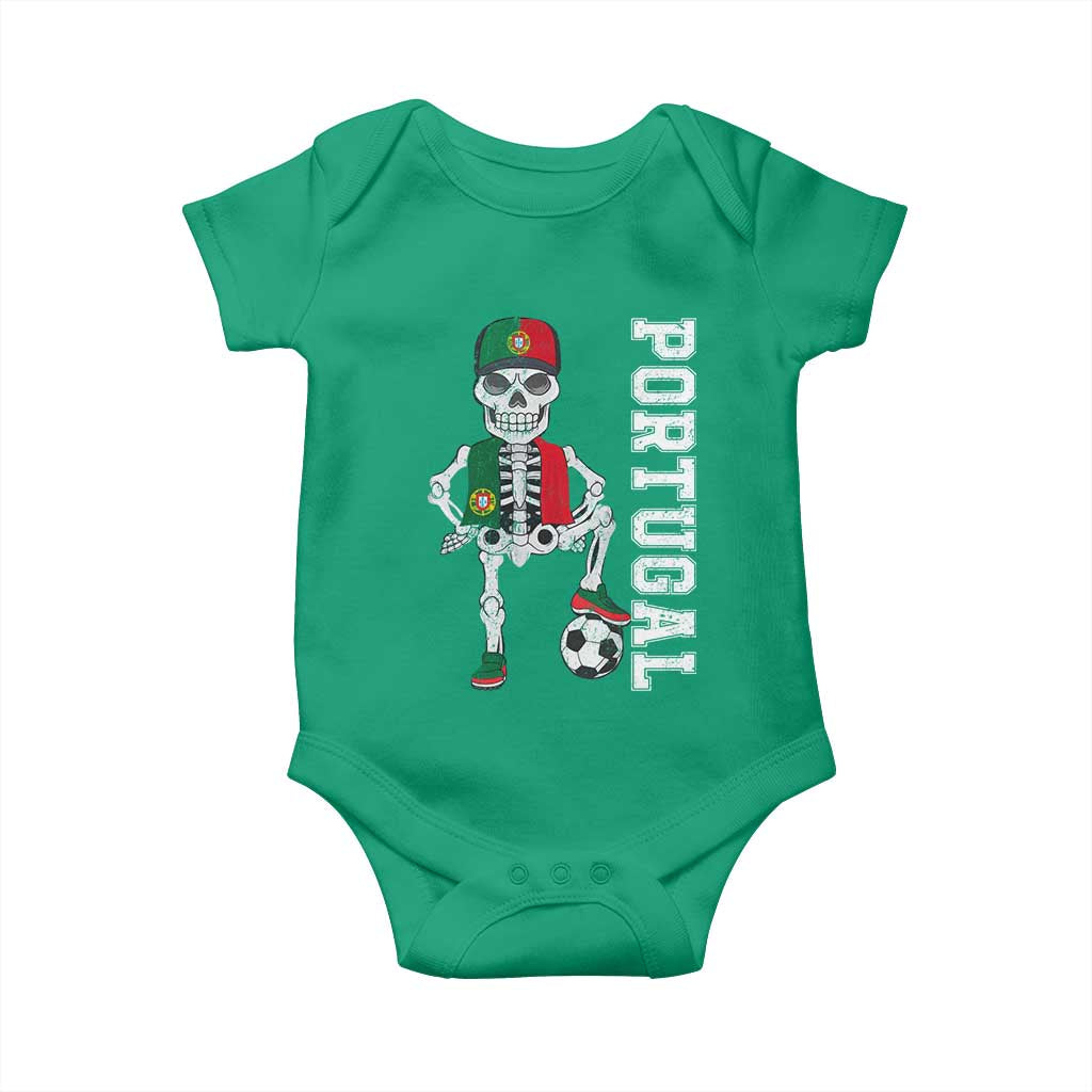 Portugal Soccer Baby Onesie Skeleton Portuguese Flag Futebol Football Player - Wonder Print Shop