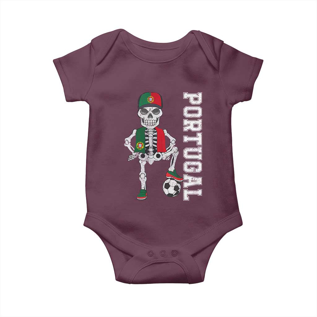 Portugal Soccer Baby Onesie Skeleton Portuguese Flag Futebol Football Player - Wonder Print Shop