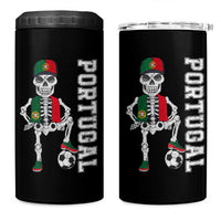 Portugal Soccer 4 in 1 Can Cooler Tumbler Skeleton Portuguese Flag Futebol Football Player - Wonder Print Shop