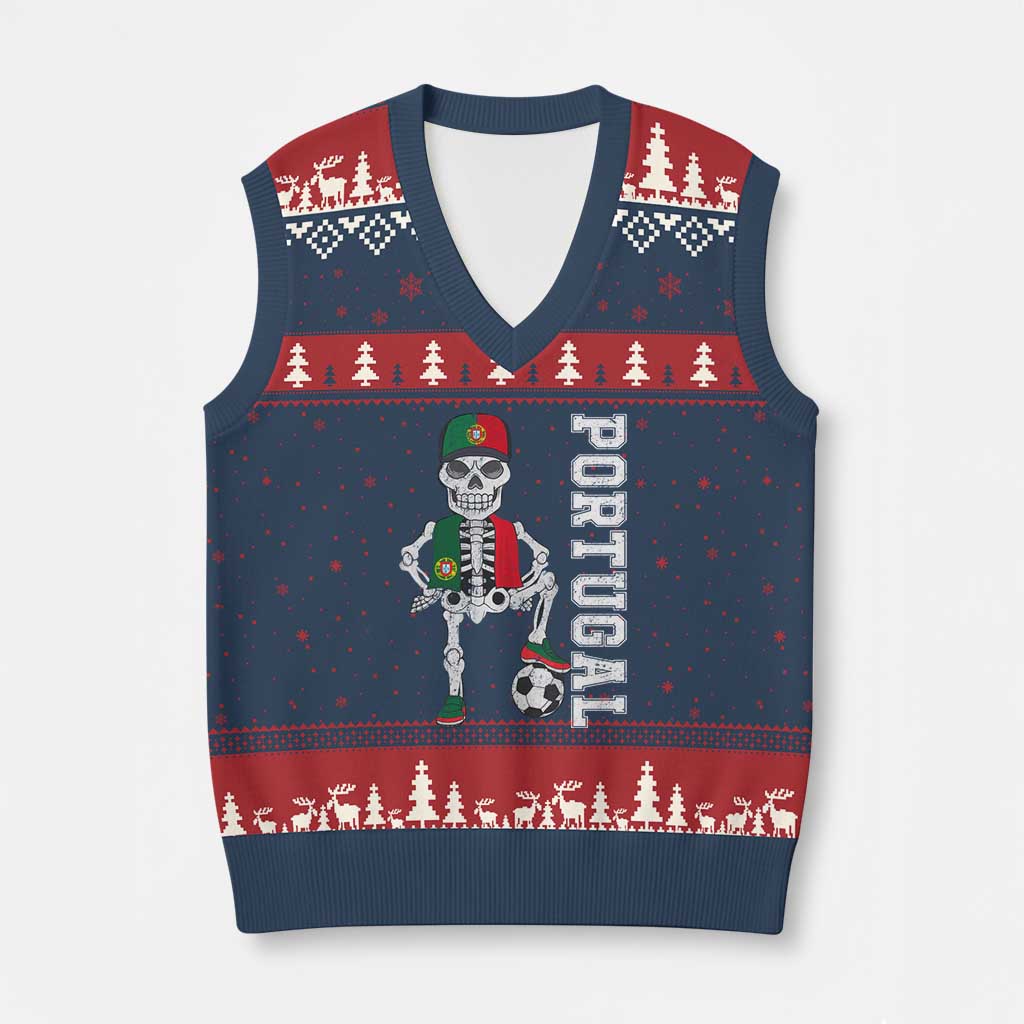 Portugal Soccer V-Neck Knit Sweater Vest Skeleton Portuguese Flag Futebol Football Player - Wonder Print Shop