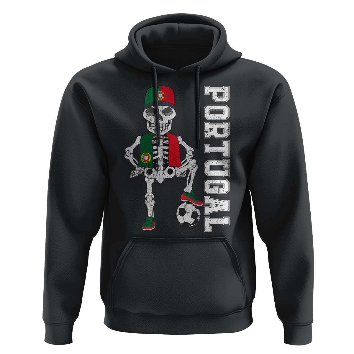 Portugal Soccer Hoodie Skeleton Portuguese Flag Futebol Football Player - Wonder Print Shop
