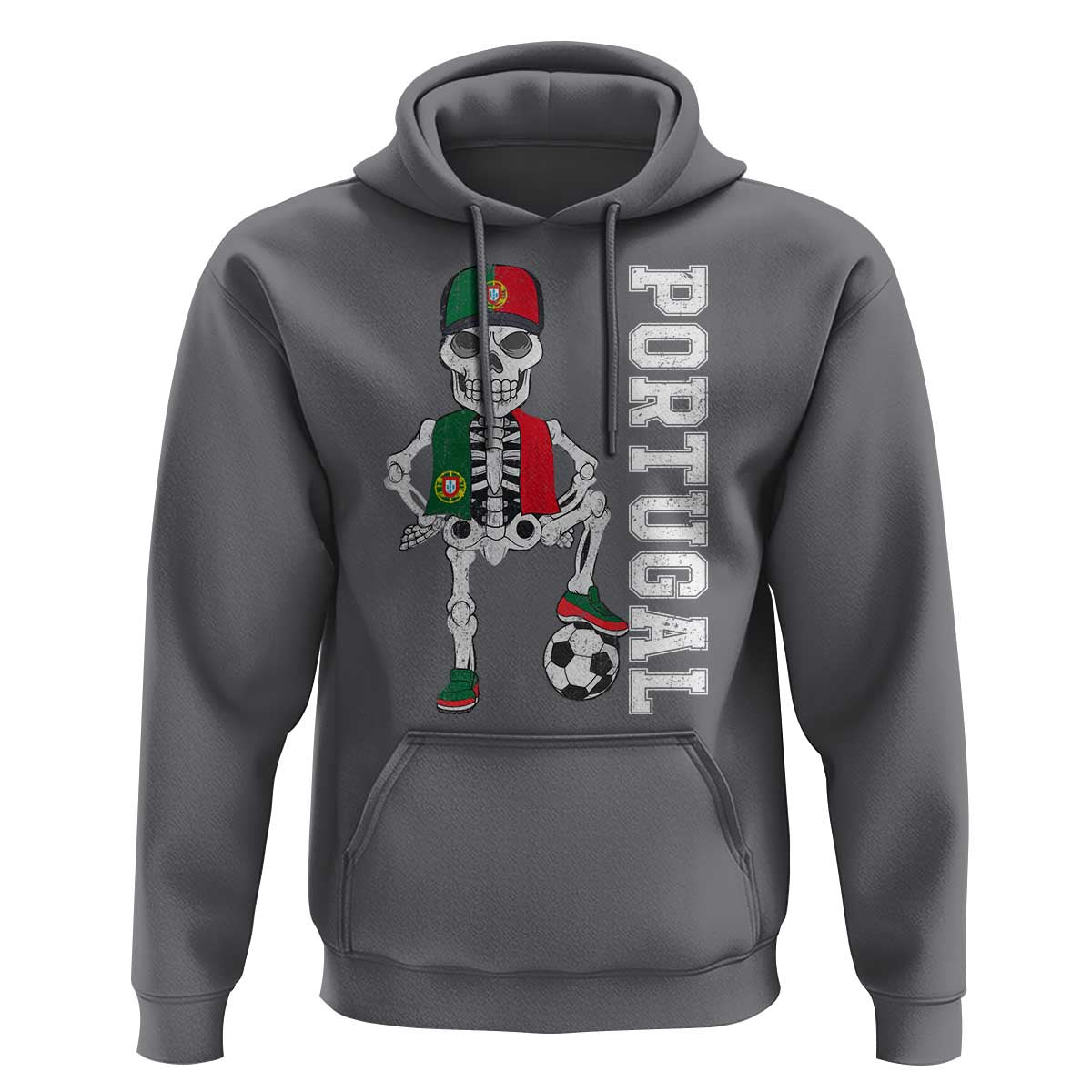 Portugal Soccer Hoodie Skeleton Portuguese Flag Futebol Football Player - Wonder Print Shop