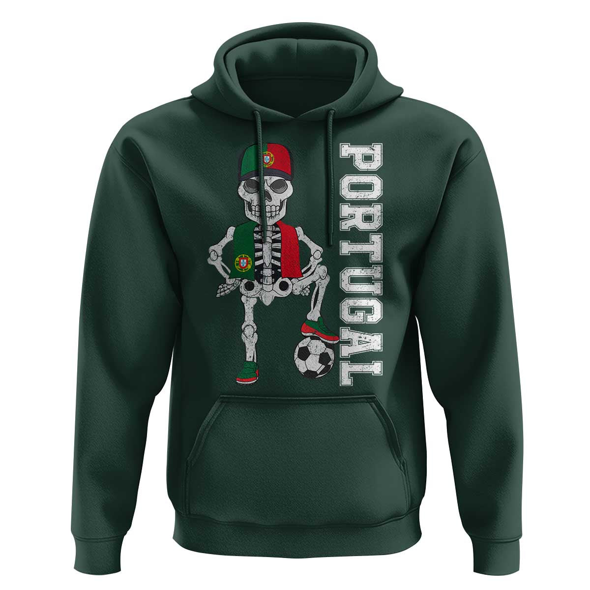 Portugal Soccer Hoodie Skeleton Portuguese Flag Futebol Football Player - Wonder Print Shop