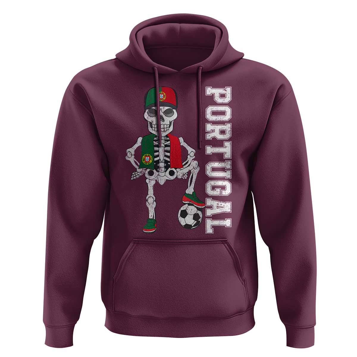Portugal Soccer Hoodie Skeleton Portuguese Flag Futebol Football Player - Wonder Print Shop