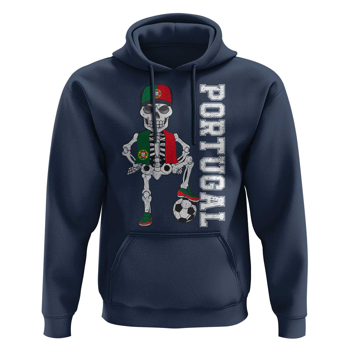 Portugal Soccer Hoodie Skeleton Portuguese Flag Futebol Football Player - Wonder Print Shop