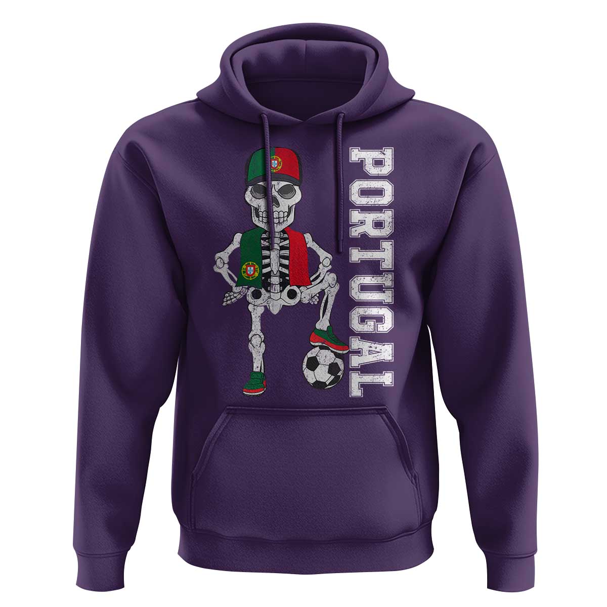 Portugal Soccer Hoodie Skeleton Portuguese Flag Futebol Football Player - Wonder Print Shop