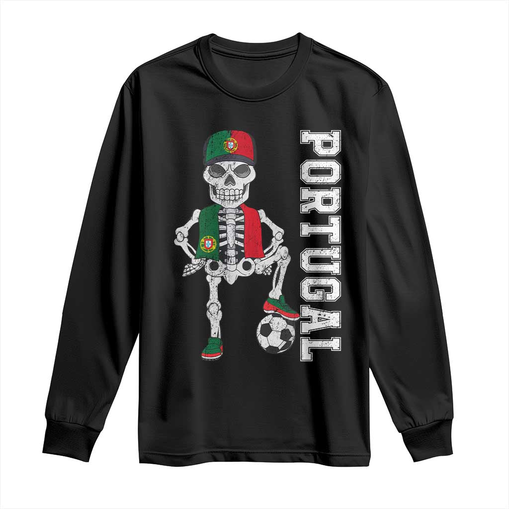 Portugal Soccer Long Sleeve Shirt Skeleton Portuguese Flag Futebol Football Player - Wonder Print Shop
