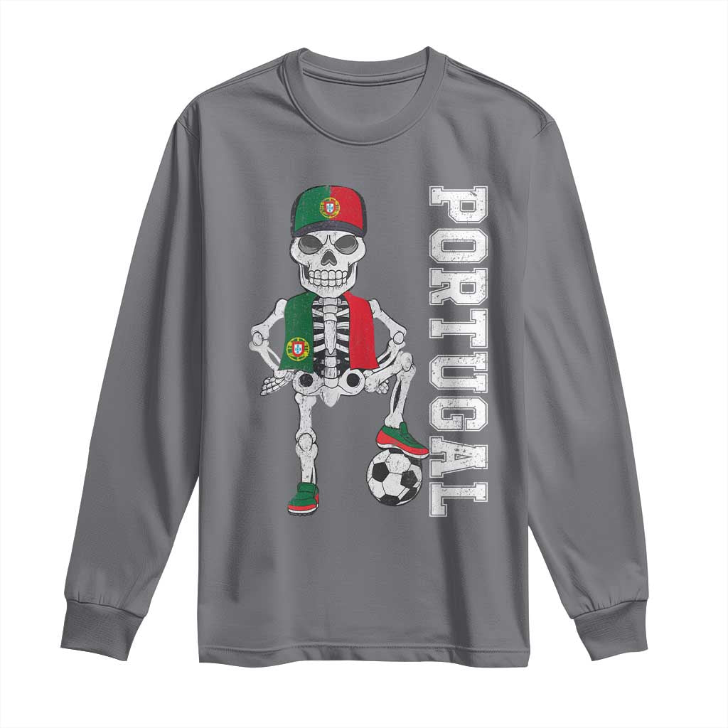 Portugal Soccer Long Sleeve Shirt Skeleton Portuguese Flag Futebol Football Player - Wonder Print Shop