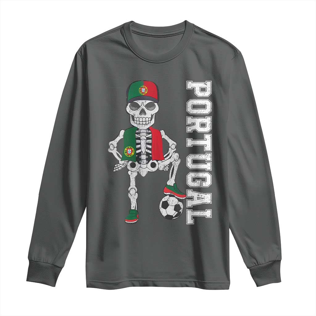 Portugal Soccer Long Sleeve Shirt Skeleton Portuguese Flag Futebol Football Player - Wonder Print Shop