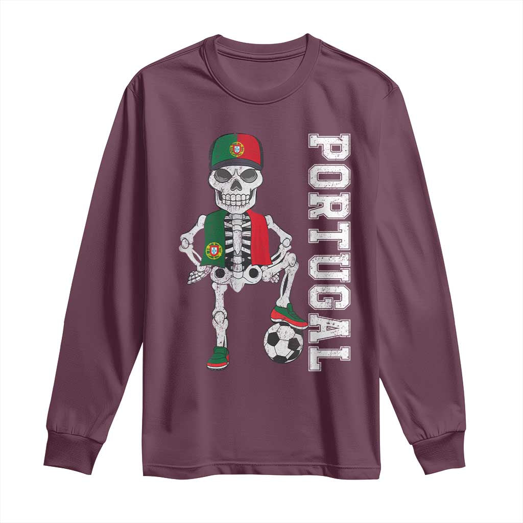 Portugal Soccer Long Sleeve Shirt Skeleton Portuguese Flag Futebol Football Player - Wonder Print Shop
