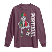 Portugal Soccer Long Sleeve Shirt Skeleton Portuguese Flag Futebol Football Player - Wonder Print Shop