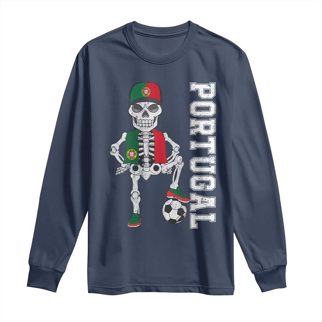 Portugal Soccer Long Sleeve Shirt Skeleton Portuguese Flag Futebol Football Player - Wonder Print Shop
