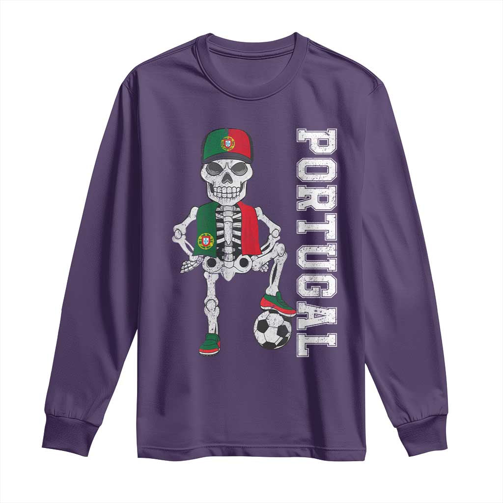 Portugal Soccer Long Sleeve Shirt Skeleton Portuguese Flag Futebol Football Player - Wonder Print Shop
