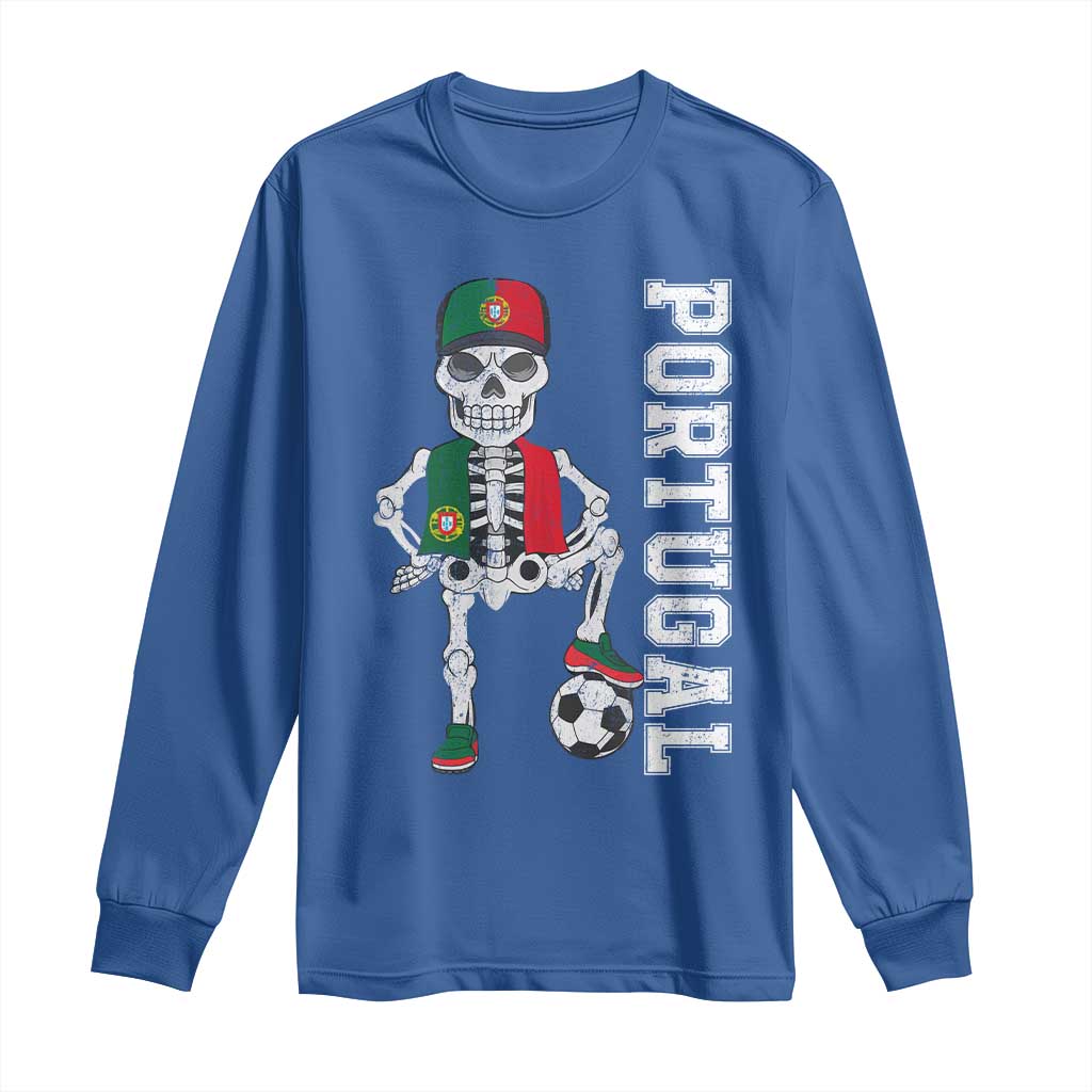 Portugal Soccer Long Sleeve Shirt Skeleton Portuguese Flag Futebol Football Player - Wonder Print Shop