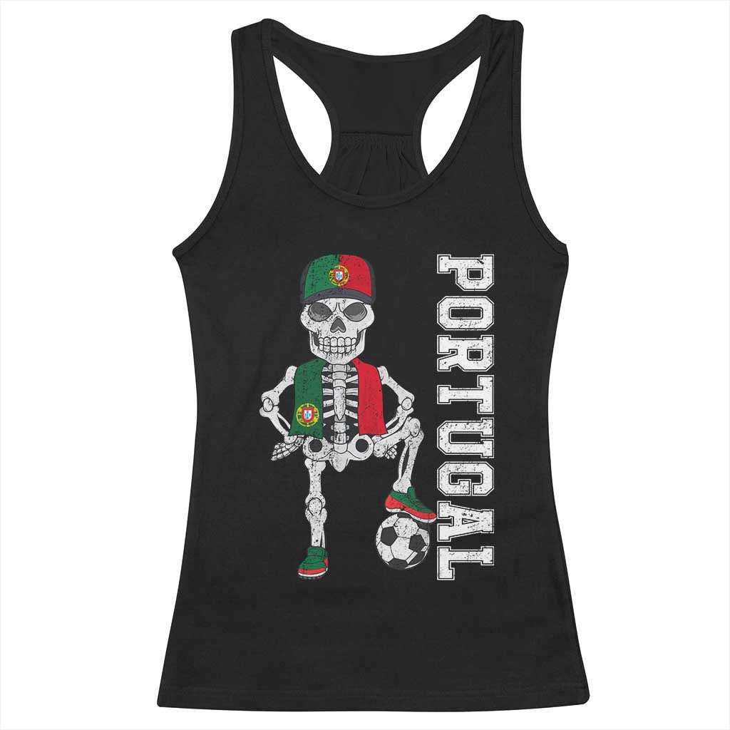Portugal Soccer Racerback Tank Top Skeleton Portuguese Flag Futebol Football Player - Wonder Print Shop