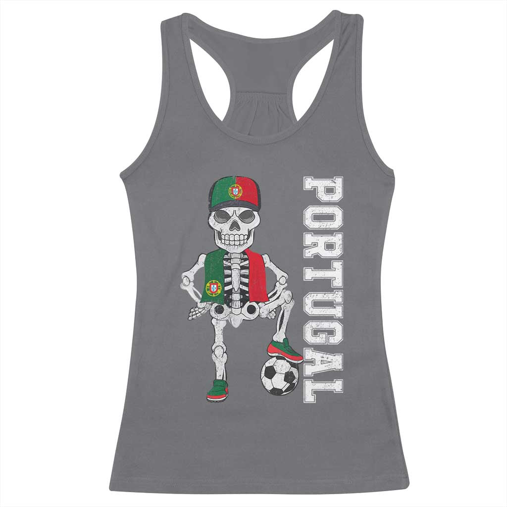 Portugal Soccer Racerback Tank Top Skeleton Portuguese Flag Futebol Football Player - Wonder Print Shop
