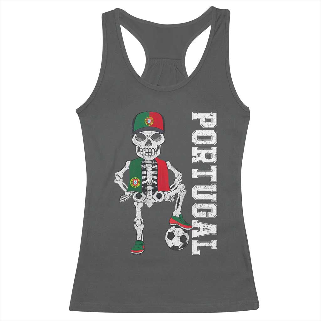 Portugal Soccer Racerback Tank Top Skeleton Portuguese Flag Futebol Football Player - Wonder Print Shop