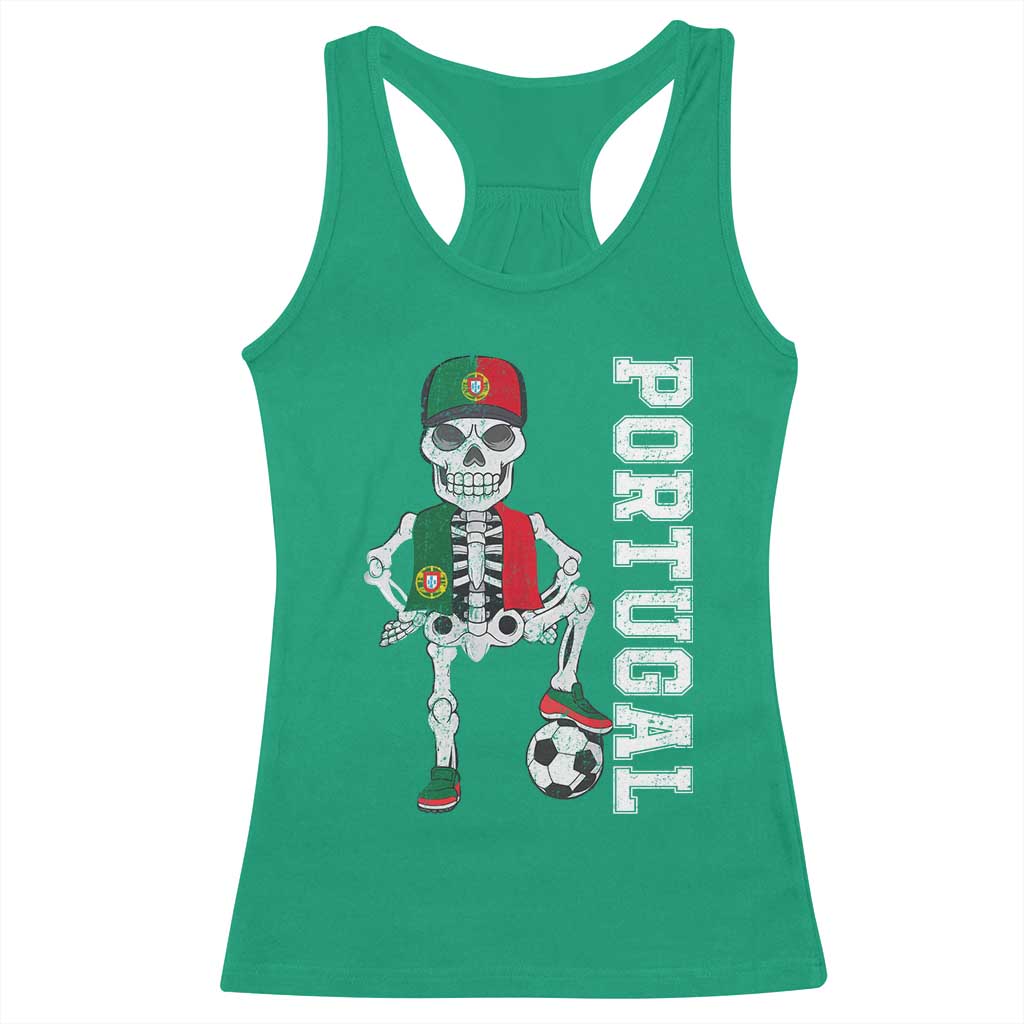 Portugal Soccer Racerback Tank Top Skeleton Portuguese Flag Futebol Football Player - Wonder Print Shop