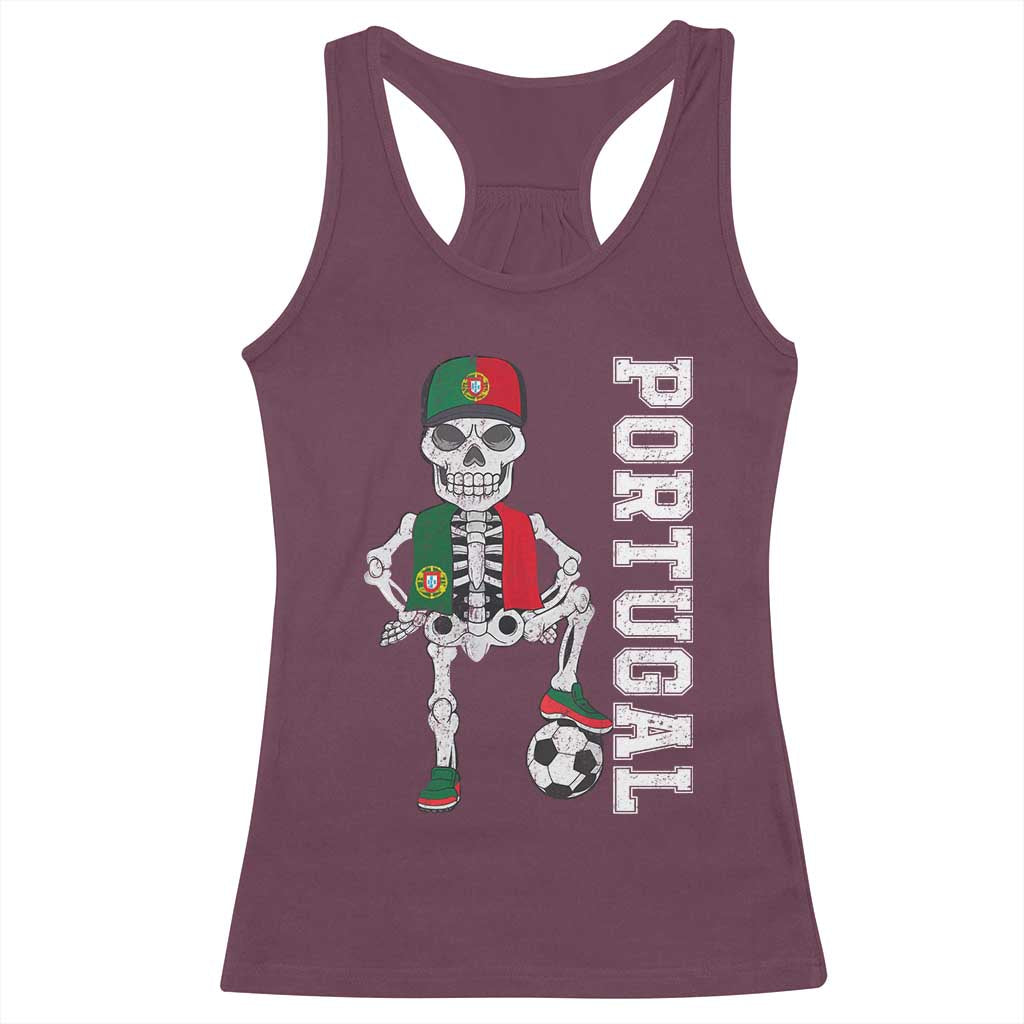 Portugal Soccer Racerback Tank Top Skeleton Portuguese Flag Futebol Football Player - Wonder Print Shop