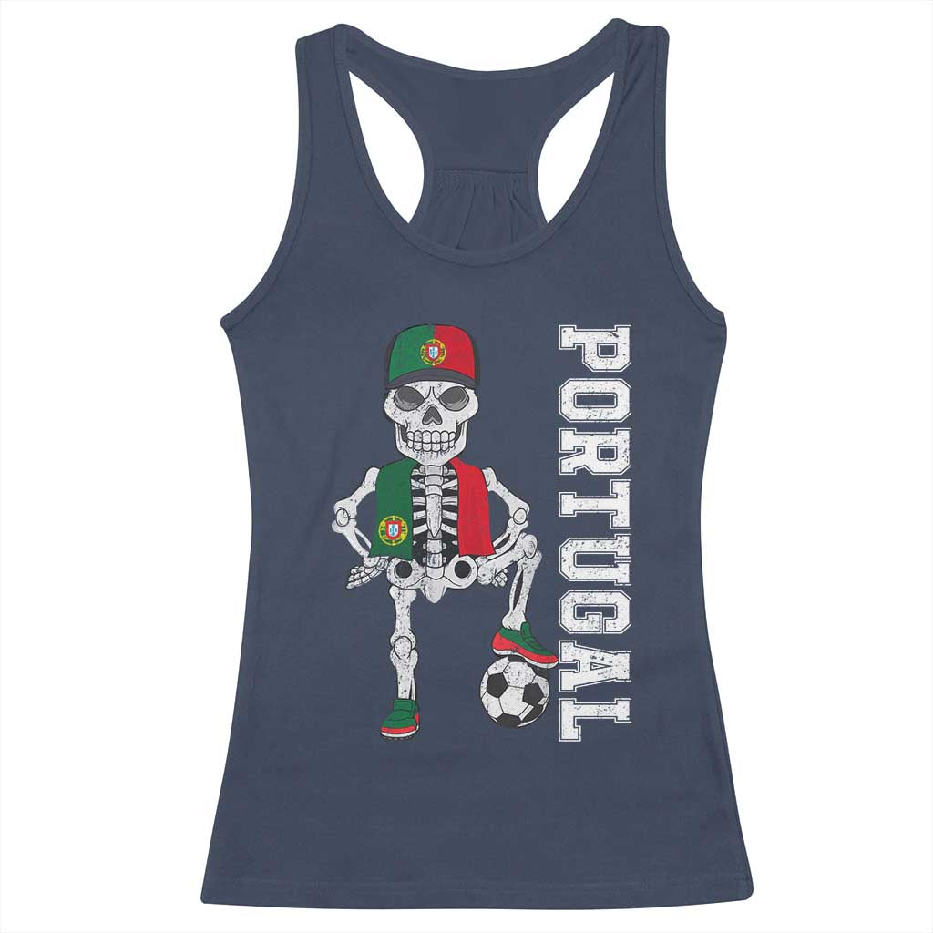 Portugal Soccer Racerback Tank Top Skeleton Portuguese Flag Futebol Football Player - Wonder Print Shop