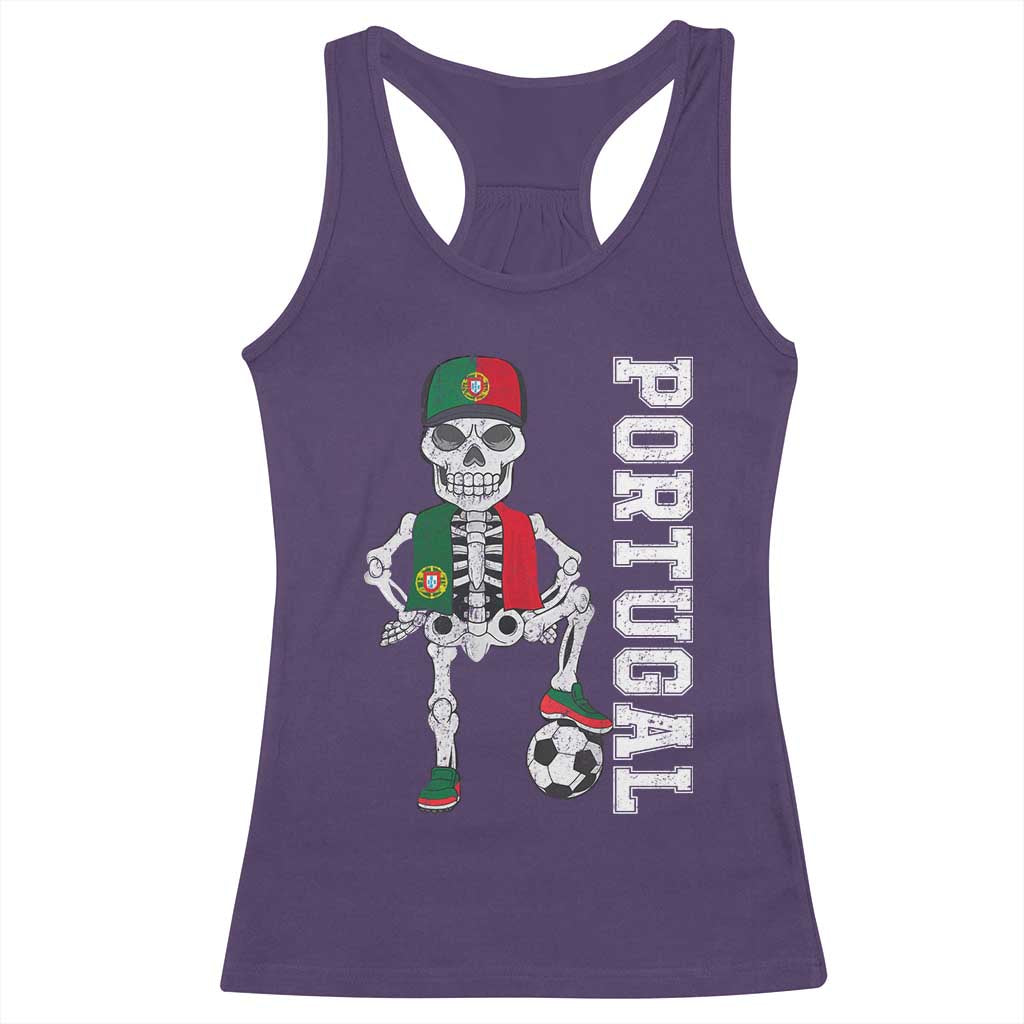 Portugal Soccer Racerback Tank Top Skeleton Portuguese Flag Futebol Football Player - Wonder Print Shop