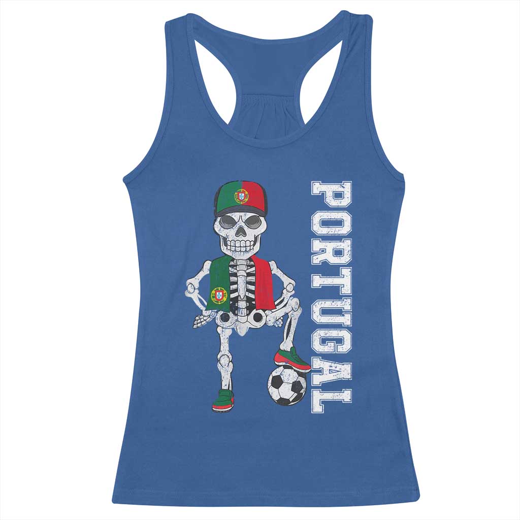 Portugal Soccer Racerback Tank Top Skeleton Portuguese Flag Futebol Football Player - Wonder Print Shop