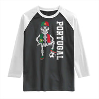 Portugal Soccer Raglan Shirt Skeleton Portuguese Flag Futebol Football Player - Wonder Print Shop