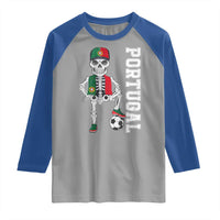 Portugal Soccer Raglan Shirt Skeleton Portuguese Flag Futebol Football Player - Wonder Print Shop