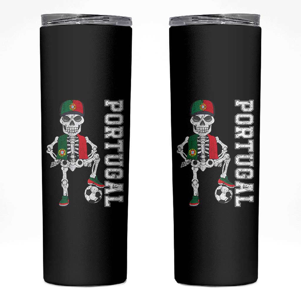 Portugal Soccer Skinny Tumbler Skeleton Portuguese Flag Futebol Football Player - Wonder Print Shop