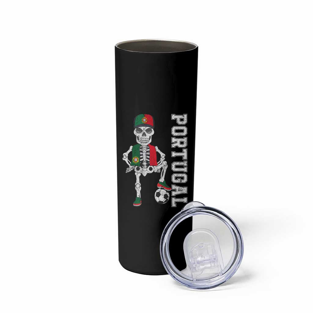 Portugal Soccer Skinny Tumbler Skeleton Portuguese Flag Futebol Football Player - Wonder Print Shop
