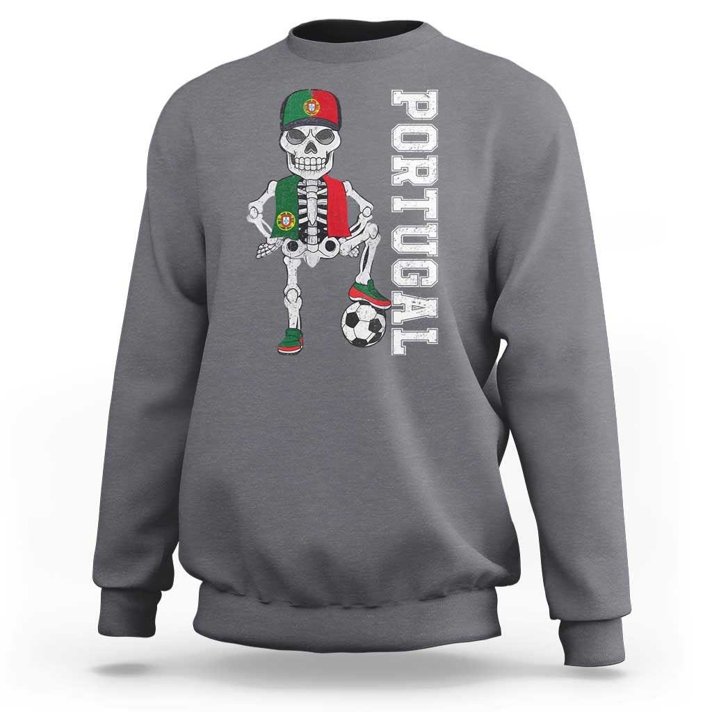 Portugal Soccer Sweatshirt Skeleton Portuguese Flag Futebol Football Player - Wonder Print Shop