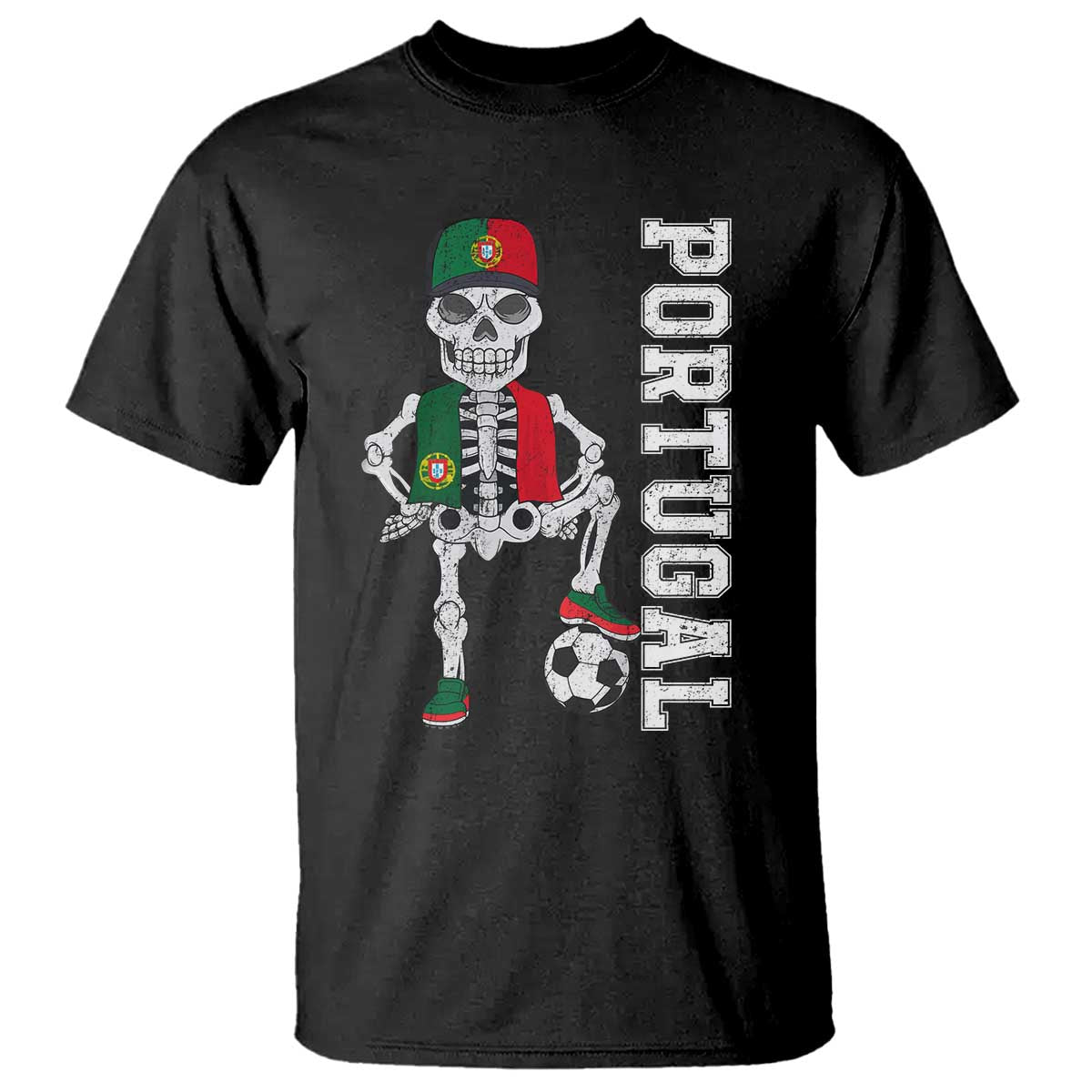 Portugal Soccer T Shirt Skeleton Portuguese Flag Futebol Football Player - Wonder Print Shop