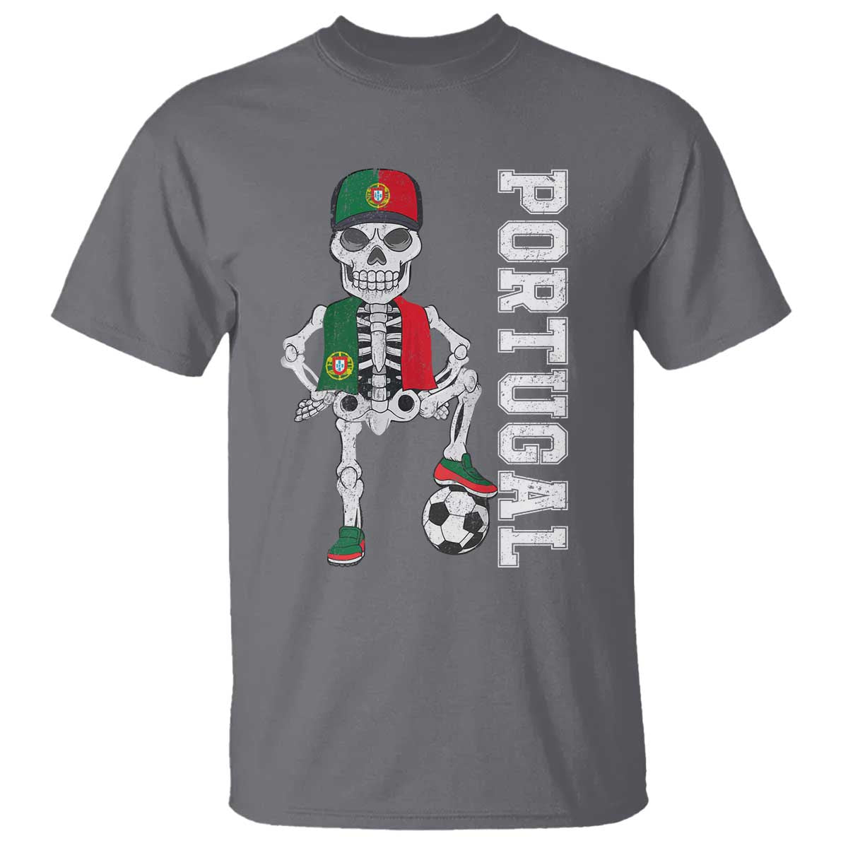 Portugal Soccer T Shirt Skeleton Portuguese Flag Futebol Football Player - Wonder Print Shop