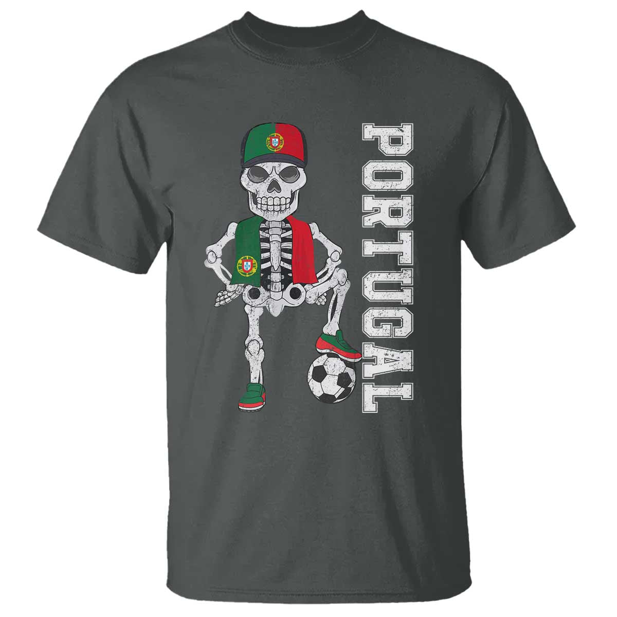 Portugal Soccer T Shirt Skeleton Portuguese Flag Futebol Football Player - Wonder Print Shop