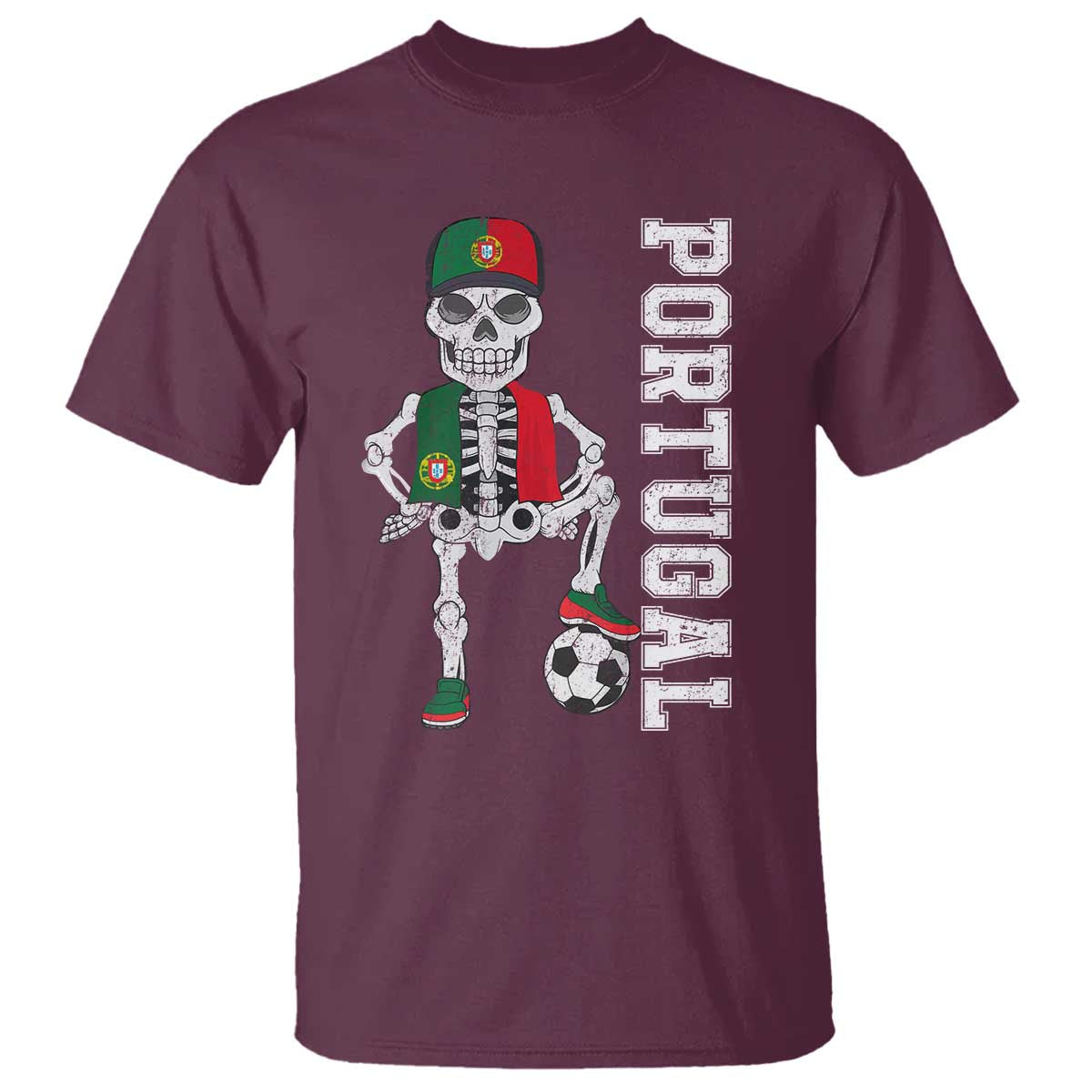 Portugal Soccer T Shirt Skeleton Portuguese Flag Futebol Football Player - Wonder Print Shop