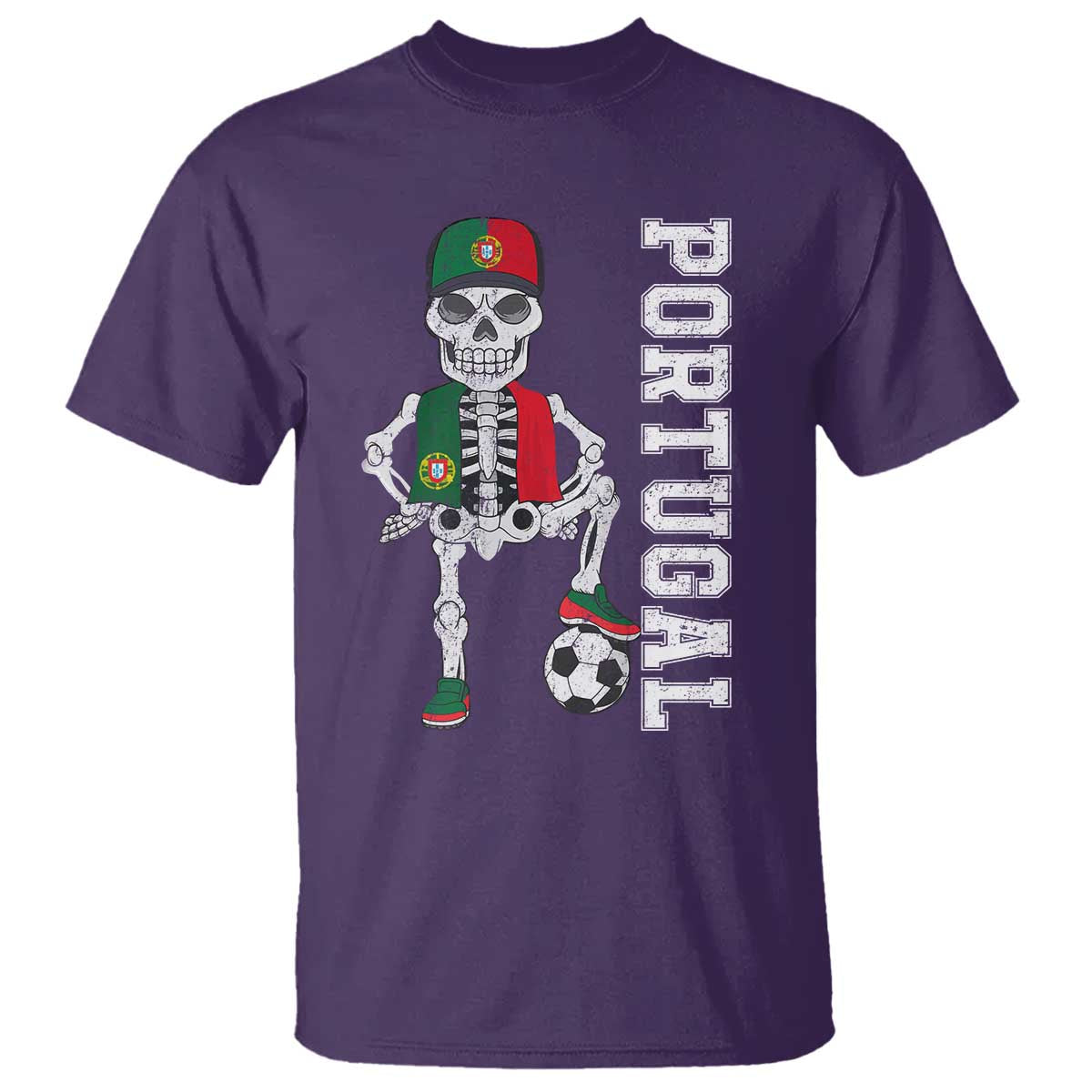 Portugal Soccer T Shirt Skeleton Portuguese Flag Futebol Football Player - Wonder Print Shop