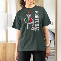 Portugal Soccer T Shirt For Women Skeleton Portuguese Flag Futebol Football Player - Wonder Print Shop