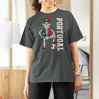 Portugal Soccer T Shirt For Women Skeleton Portuguese Flag Futebol Football Player - Wonder Print Shop
