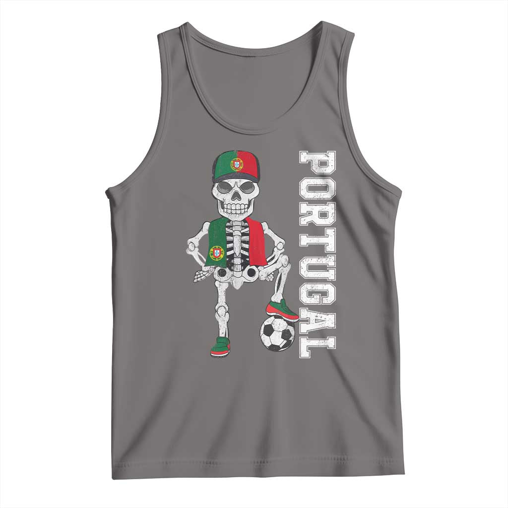 Portugal Soccer Tank Top Skeleton Portuguese Flag Futebol Football Player - Wonder Print Shop