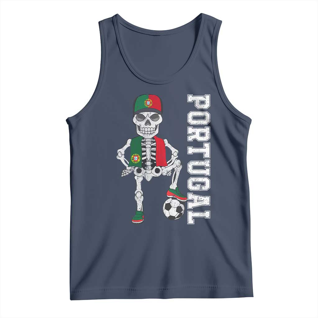 Portugal Soccer Tank Top Skeleton Portuguese Flag Futebol Football Player - Wonder Print Shop