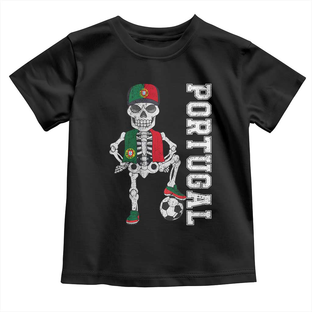 Portugal Soccer Toddler T Shirt Skeleton Portuguese Flag Futebol Football Player - Wonder Print Shop