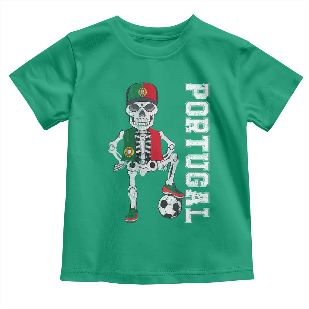 Portugal Soccer Toddler T Shirt Skeleton Portuguese Flag Futebol Football Player - Wonder Print Shop