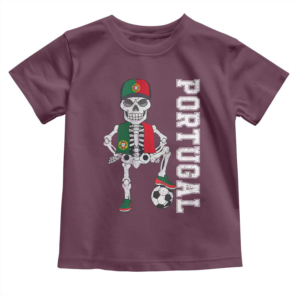 Portugal Soccer Toddler T Shirt Skeleton Portuguese Flag Futebol Football Player - Wonder Print Shop