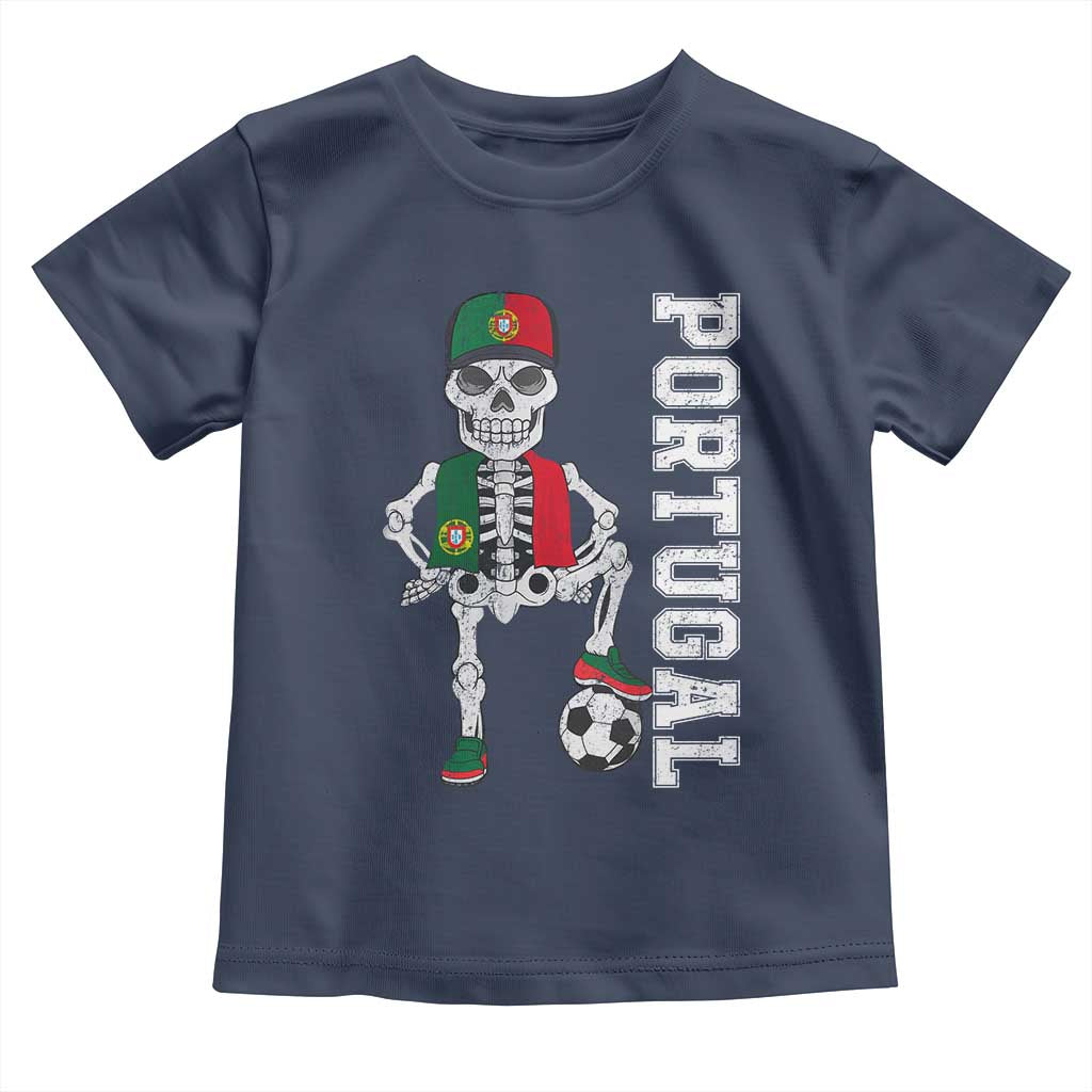 Portugal Soccer Toddler T Shirt Skeleton Portuguese Flag Futebol Football Player - Wonder Print Shop