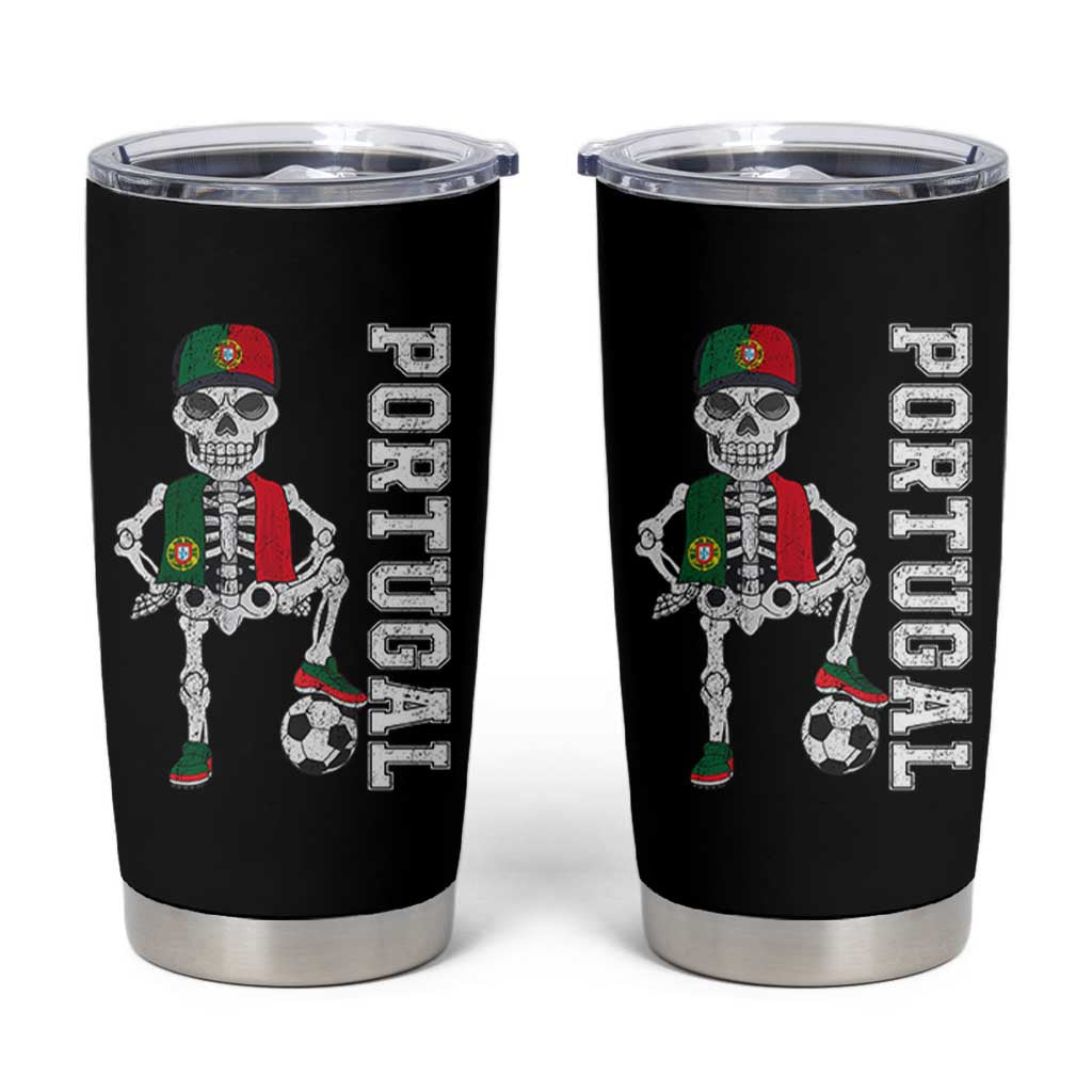 Portugal Soccer Tumbler Cup Skeleton Portuguese Flag Futebol Football Player - Wonder Print Shop