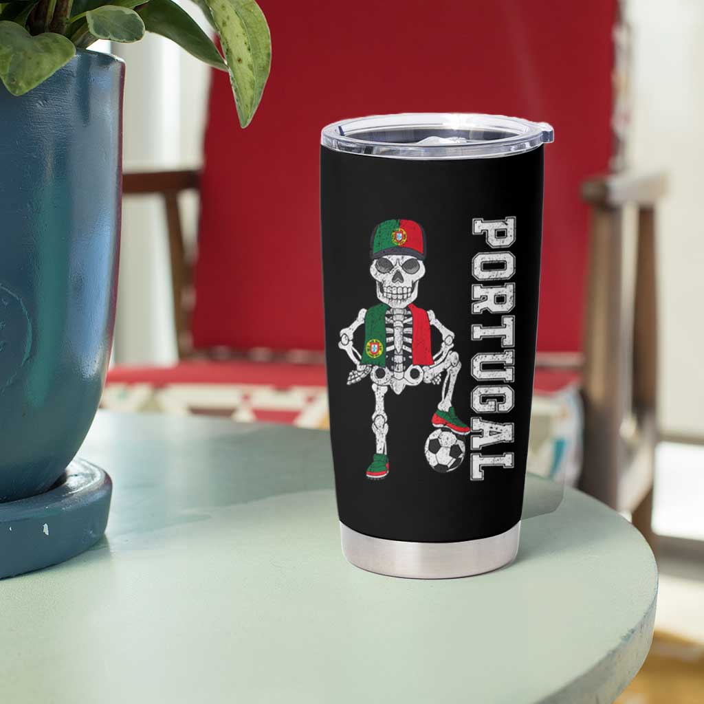Portugal Soccer Tumbler Cup Skeleton Portuguese Flag Futebol Football Player - Wonder Print Shop