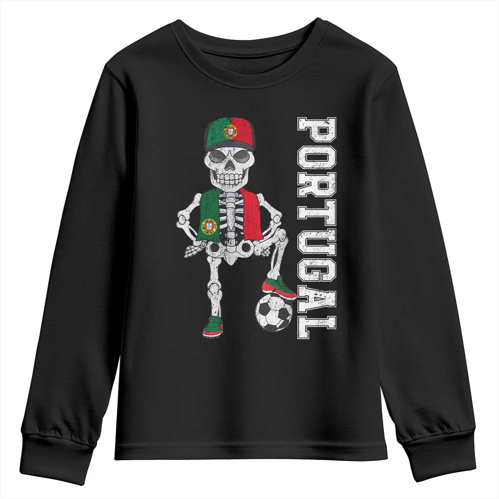 Portugal Soccer Youth Sweatshirt Skeleton Portuguese Flag Futebol Football Player - Wonder Print Shop